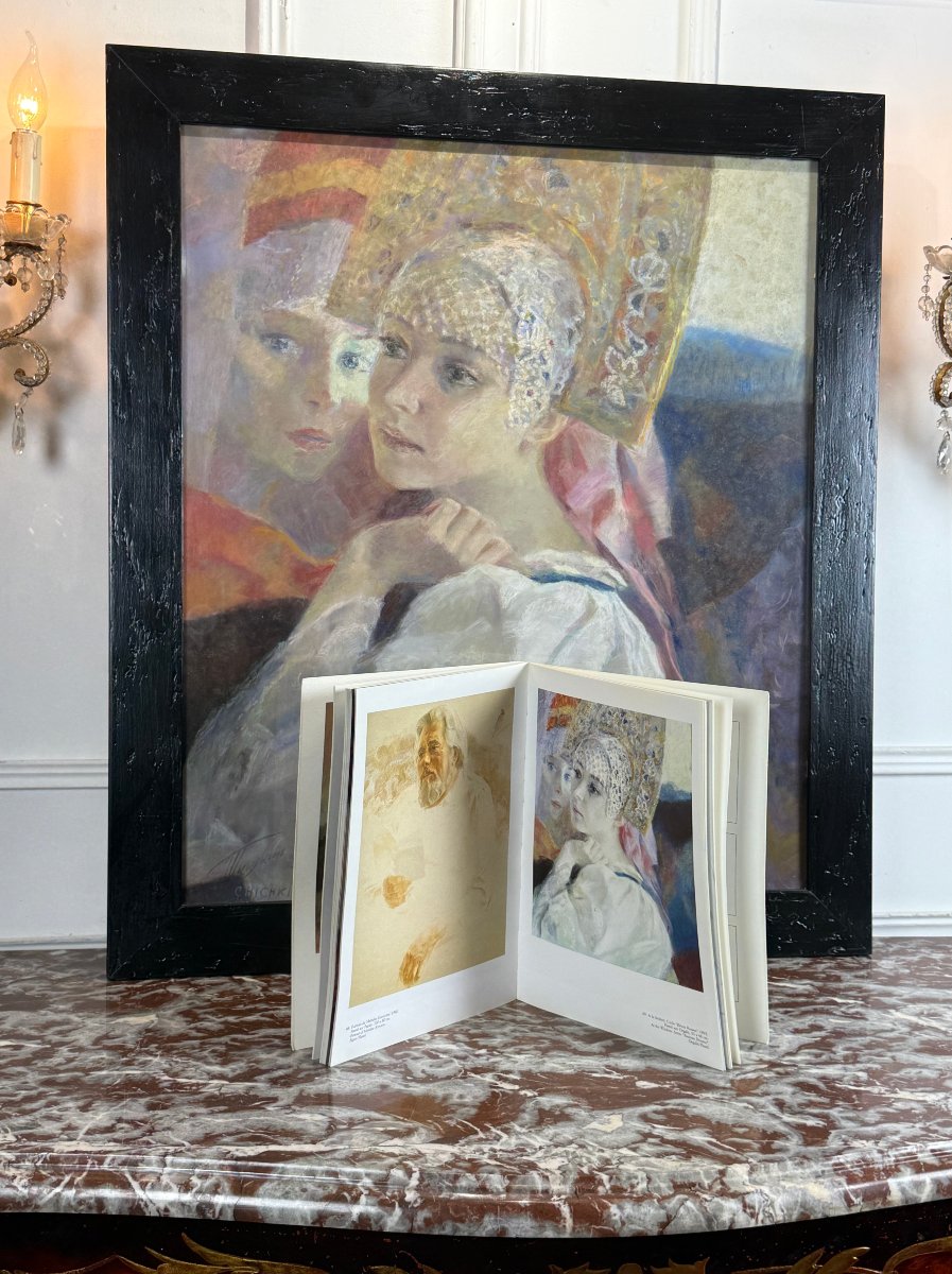 TABLEAU RUSSE / PASTEL SUR PAPIER DE GUEORGUI CHICHKINE 1948 " REVES RUSSES "-photo-4