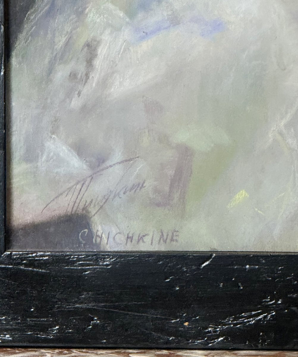 TABLEAU RUSSE / PASTEL SUR PAPIER DE GUEORGUI CHICHKINE 1948 " REVES RUSSES "-photo-2