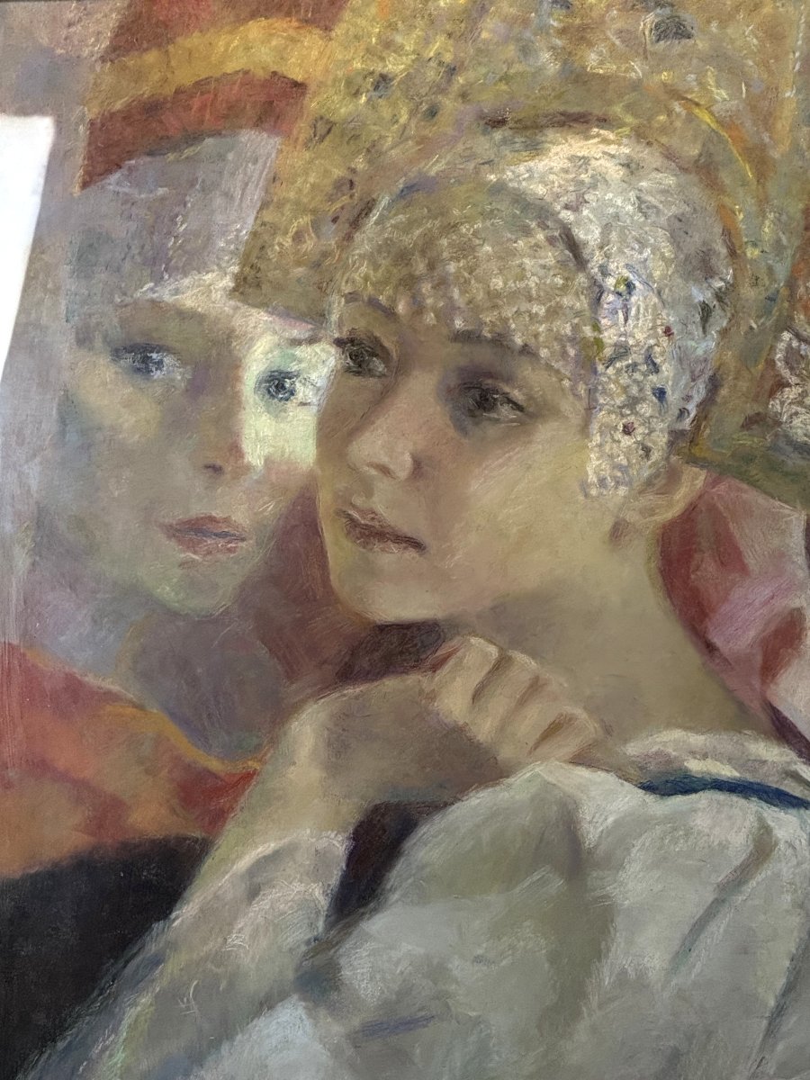 TABLEAU RUSSE / PASTEL SUR PAPIER DE GUEORGUI CHICHKINE 1948 " REVES RUSSES "-photo-4