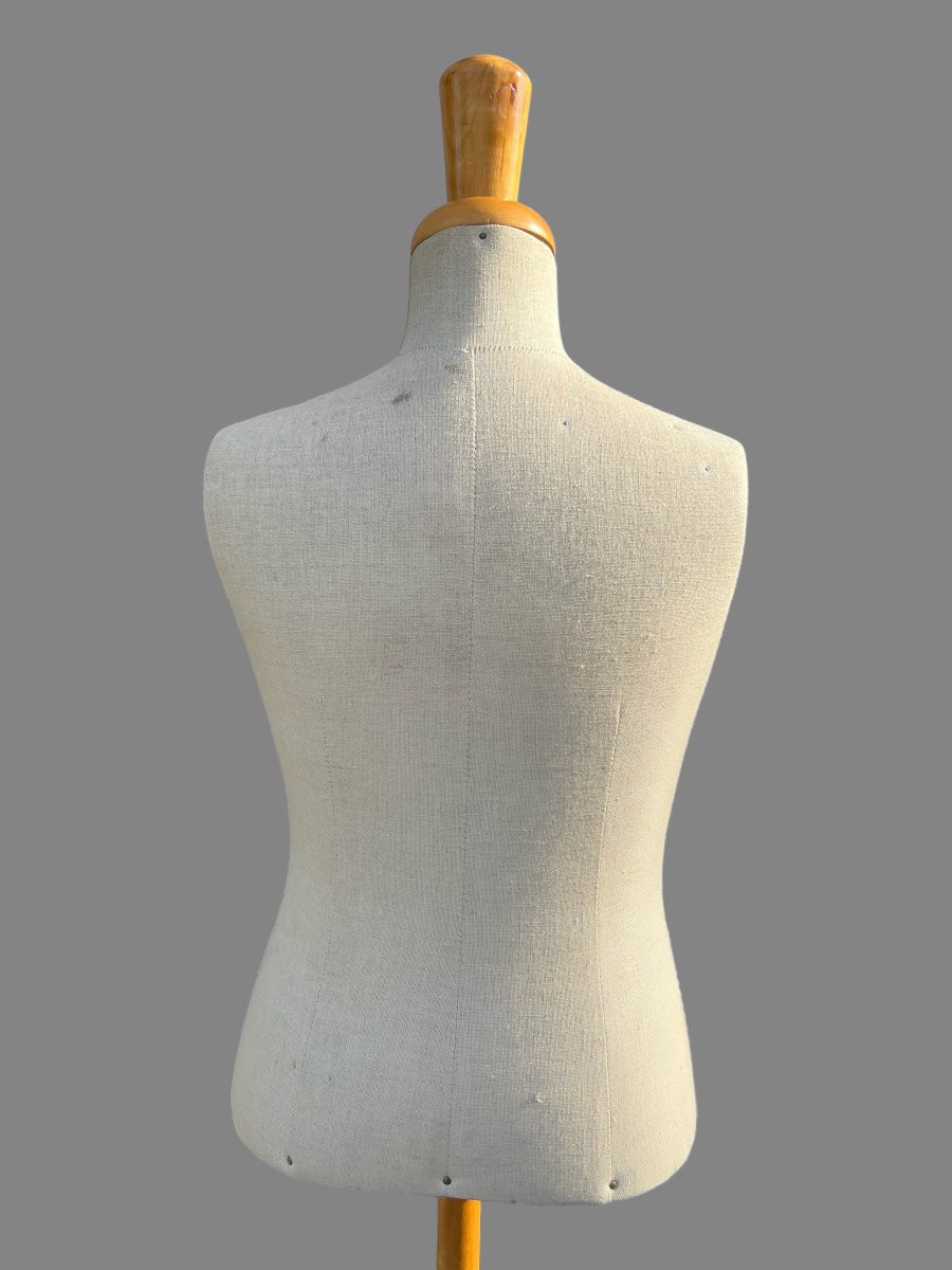 MANNEQUIN D ENFANT DES ANNÉES 50 EN BOIS ET TISSU RÉGLABLE EN HAUTEUR-photo-6