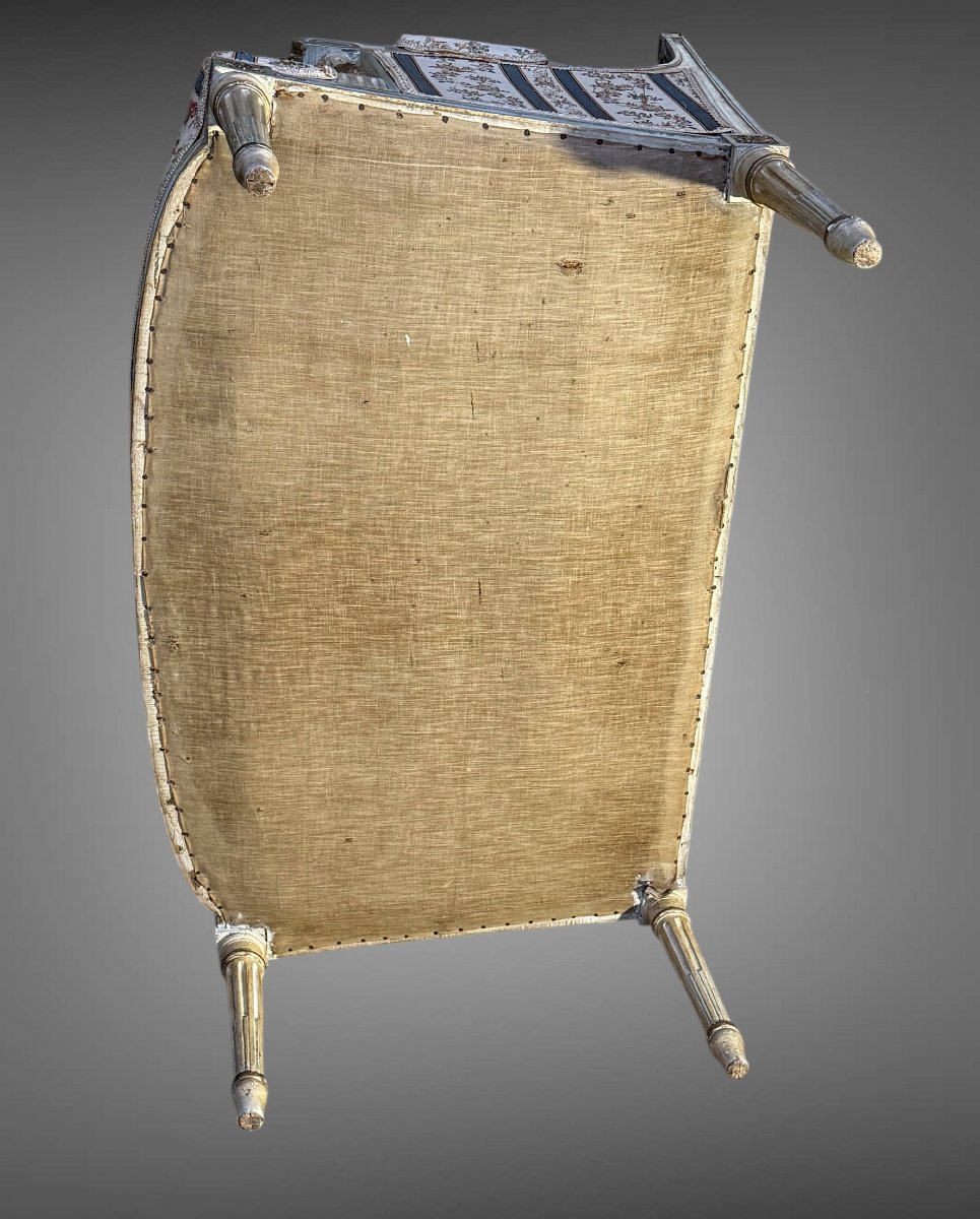 MARQUISE ANCIENNE DE STYLE LOUIS XVI EN BOIS LAQUÉ ET DORÉ DES ANNÉES 1900-photo-6