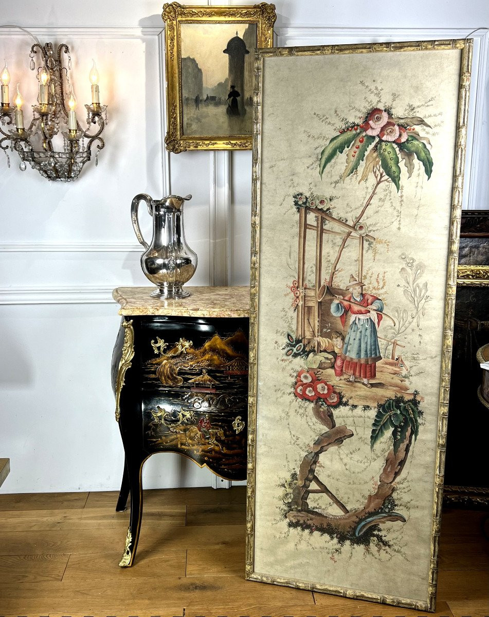 Large Watercolor Late 18th/early 19th Century In Chinese Paper On Rice Paper (reframed) 