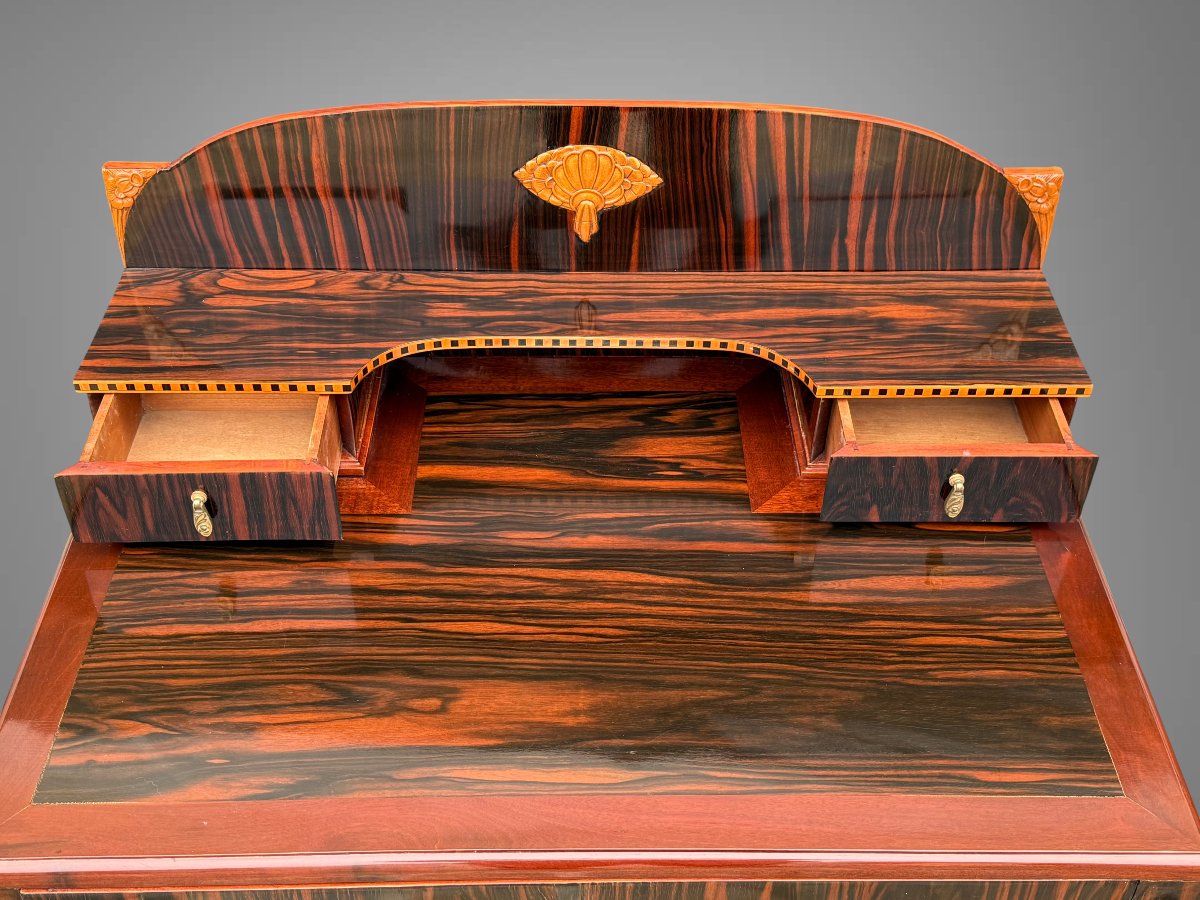Desk / Art Deco Happiness Of The Day Attributed To Paul Follot In Ebony And Macassar-photo-1