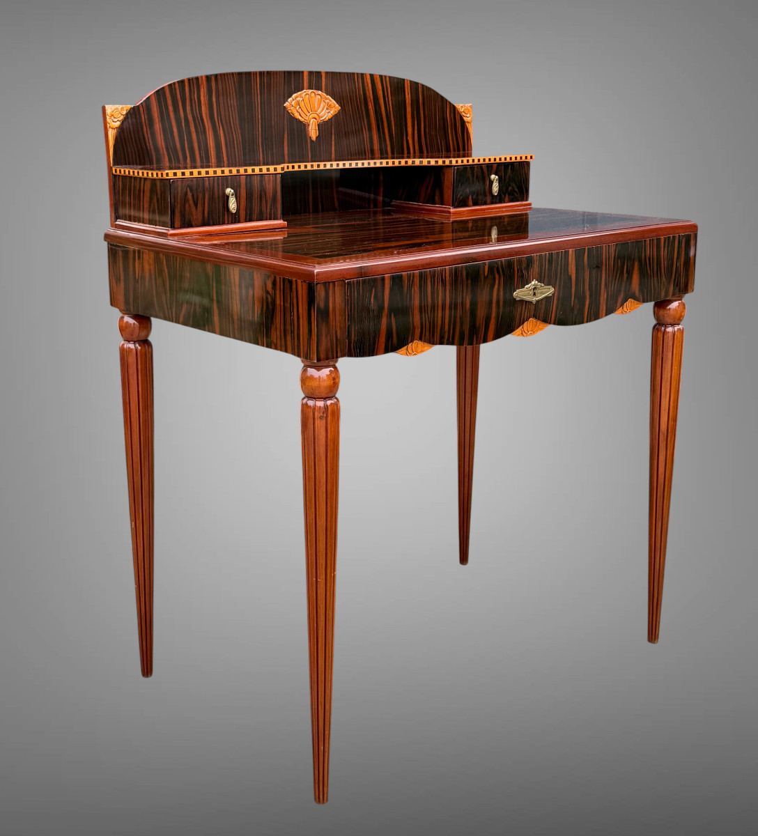 Desk / Art Deco Happiness Of The Day Attributed To Paul Follot In Ebony And Macassar