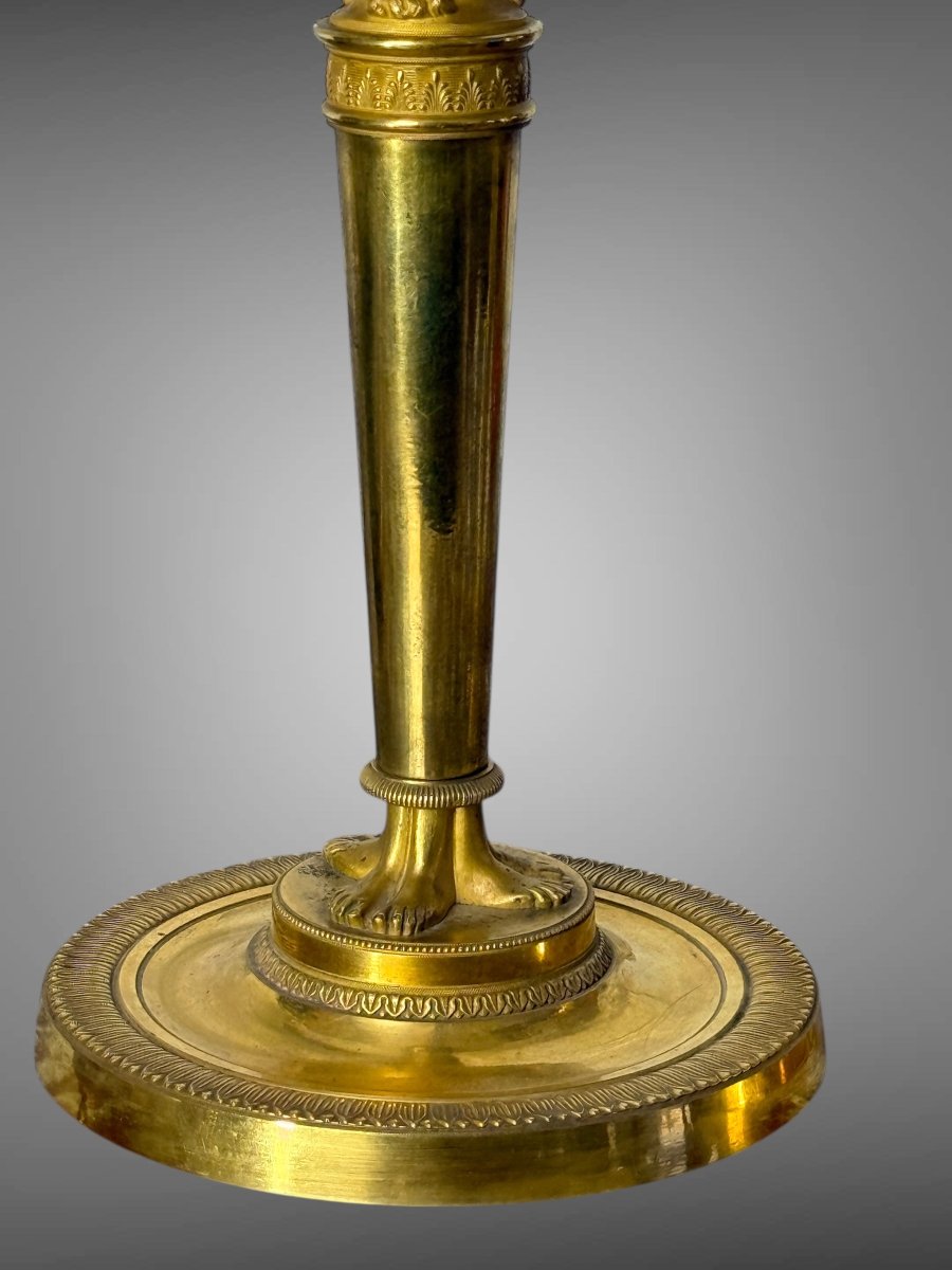 Pair Of Empire Period Chandeliers "claude Galle Model" In Chiseled And Gilt Bronze-photo-5