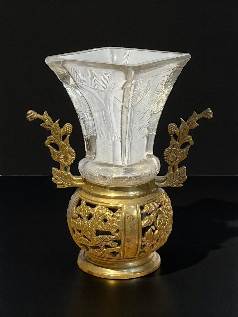 VASE JAPONISANT EN CRISTAL DE BACCARAT POUR ESCALIER DE CRISTAL CIRCA 1870-photo-2