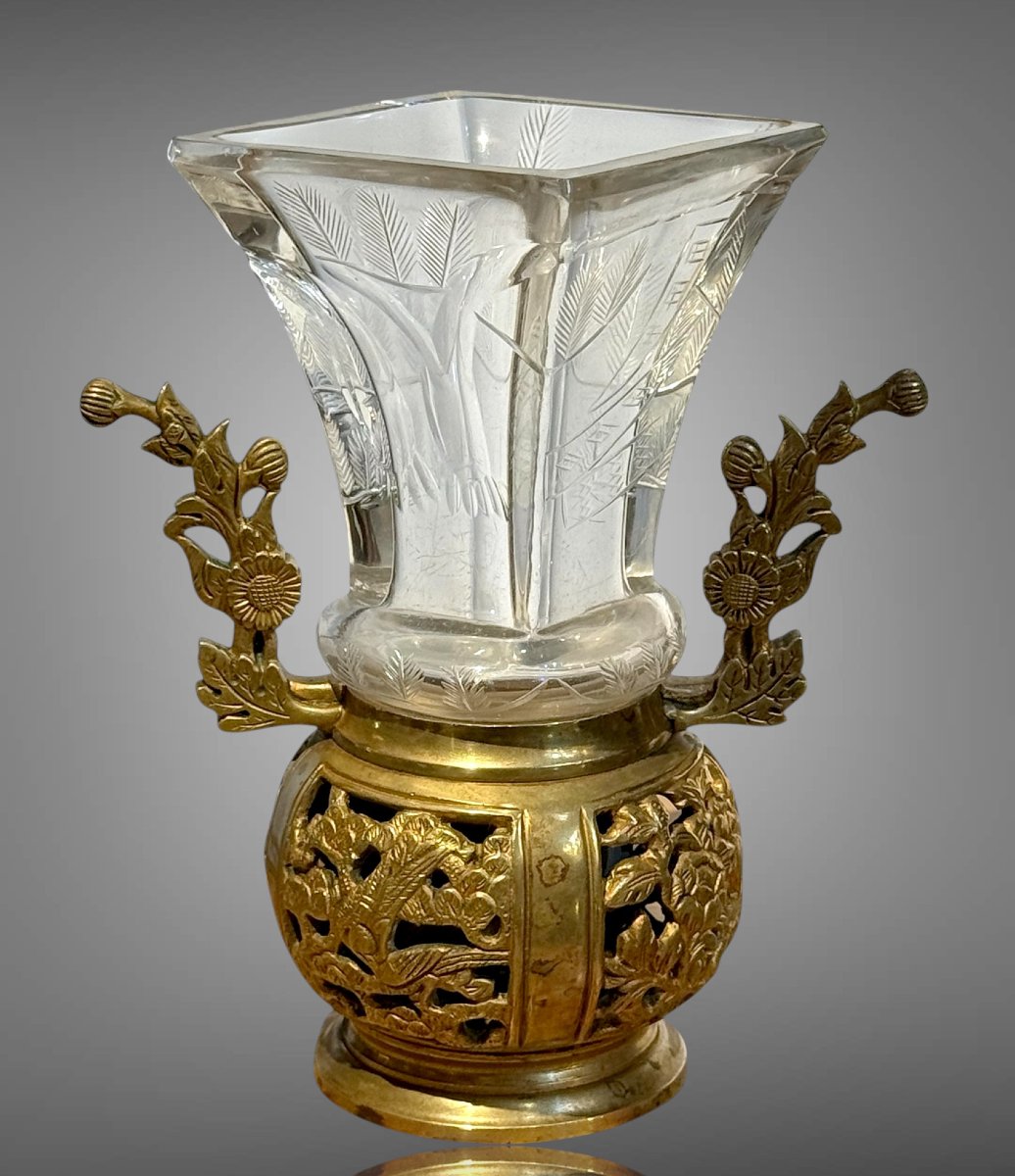 VASE JAPONISANT EN CRISTAL DE BACCARAT POUR ESCALIER DE CRISTAL CIRCA 1870-photo-3