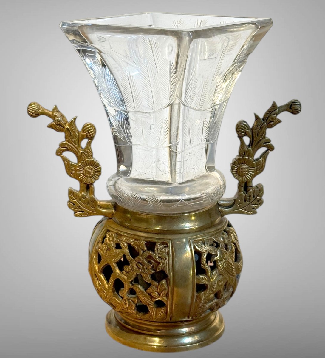 VASE JAPONISANT EN CRISTAL DE BACCARAT POUR ESCALIER DE CRISTAL CIRCA 1870-photo-3