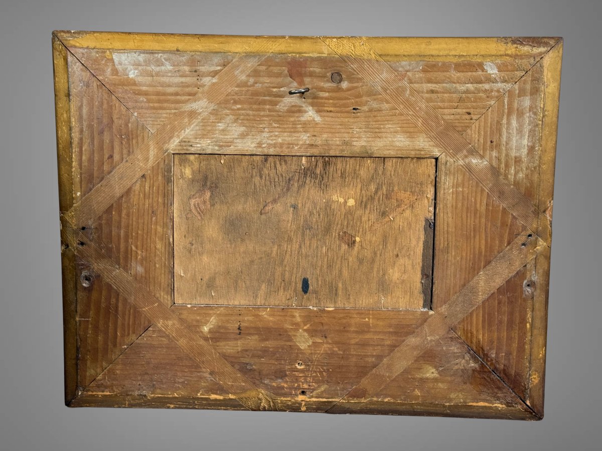 TABLEAU / PEINTURE / HUILE SUR PANNEAU BOIS SIGNÉ / PAYSAGE LACUSTRE ENCADRÉ-photo-7