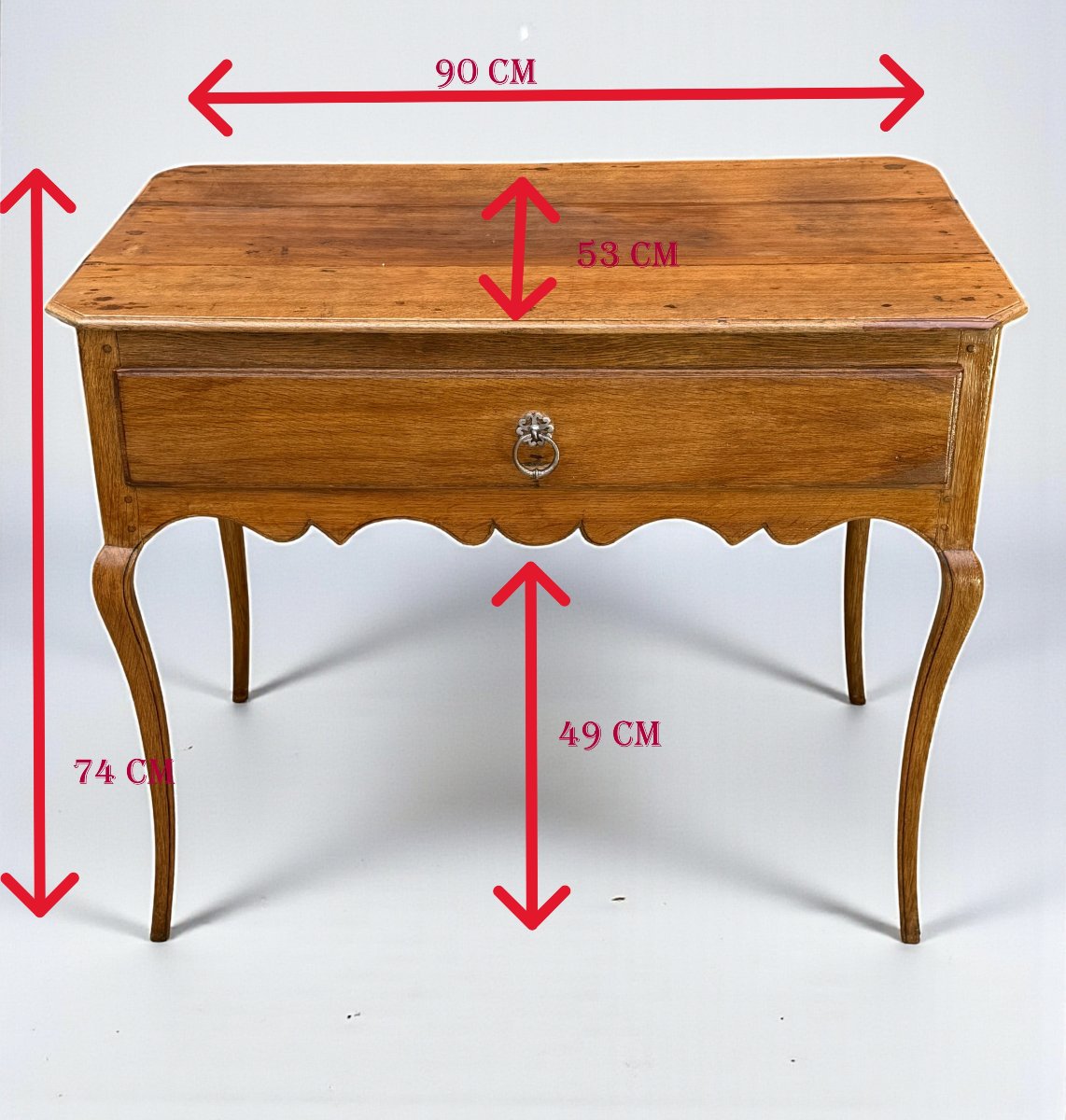 TABLE BUREAU EPOQUE LOUIS XV DU XVIIIe EN CHÊNE OUVRANT PAR UN TIROIR CENTRALE-photo-5