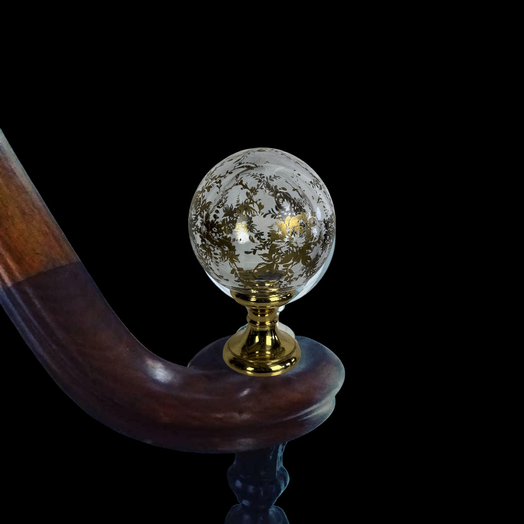 Hand-blown Crystal Stair Ball Decorated With Gold Leaf On A Base-photo-3