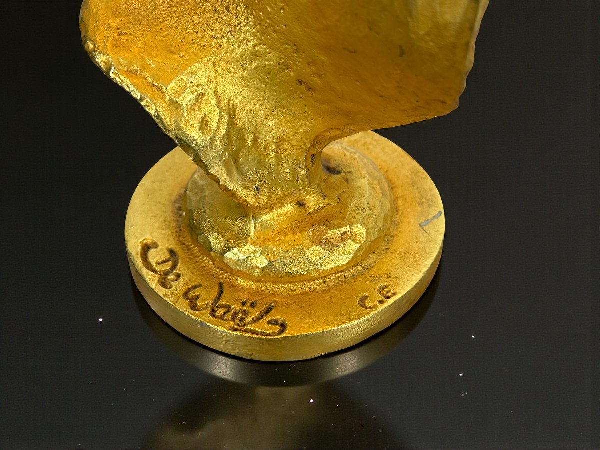 LAMPE EN BRONZE DORÉ DE NICOLAS DE WAËL FABRIQUÉE PAR FONDICA 2000-photo-4