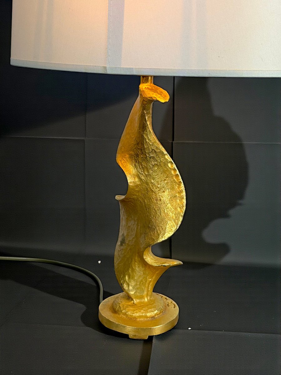 LAMPE EN BRONZE DORÉ DE NICOLAS DE WAËL FABRIQUÉE PAR FONDICA 2000-photo-5
