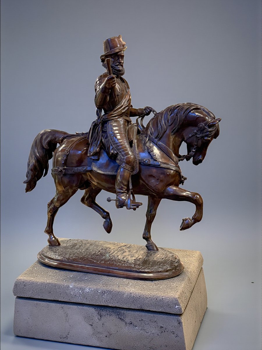 GRANDE STATUE EQUESTRE EN BRONZE DE GUILLAUME 1er  / SIGNÉE A.E COMTE NIEUWERKERKE 1848 -photo-4