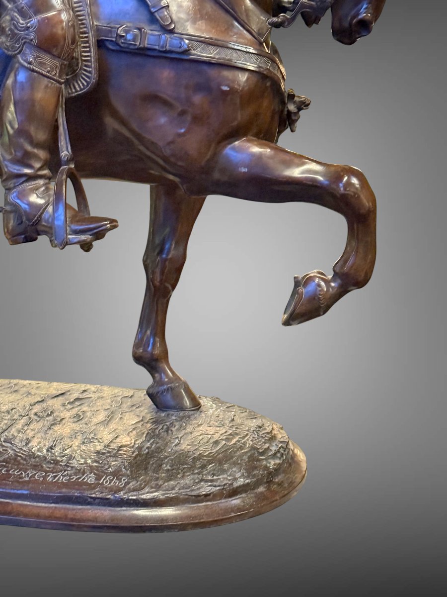GRANDE STATUE EQUESTRE EN BRONZE DE GUILLAUME 1er  / SIGNÉE A.E COMTE NIEUWERKERKE 1848 -photo-1