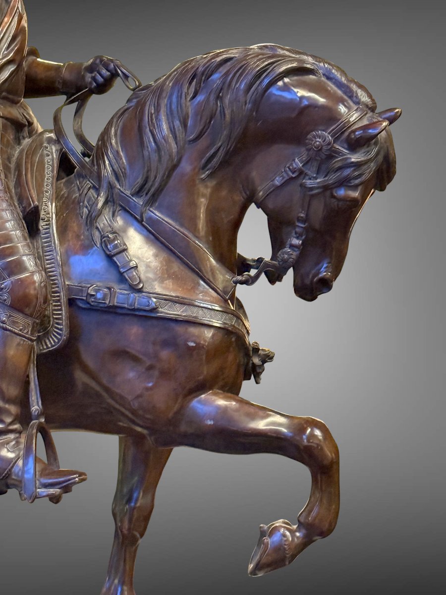 GRANDE STATUE EQUESTRE EN BRONZE DE GUILLAUME 1er  / SIGNÉE A.E COMTE NIEUWERKERKE 1848 -photo-2