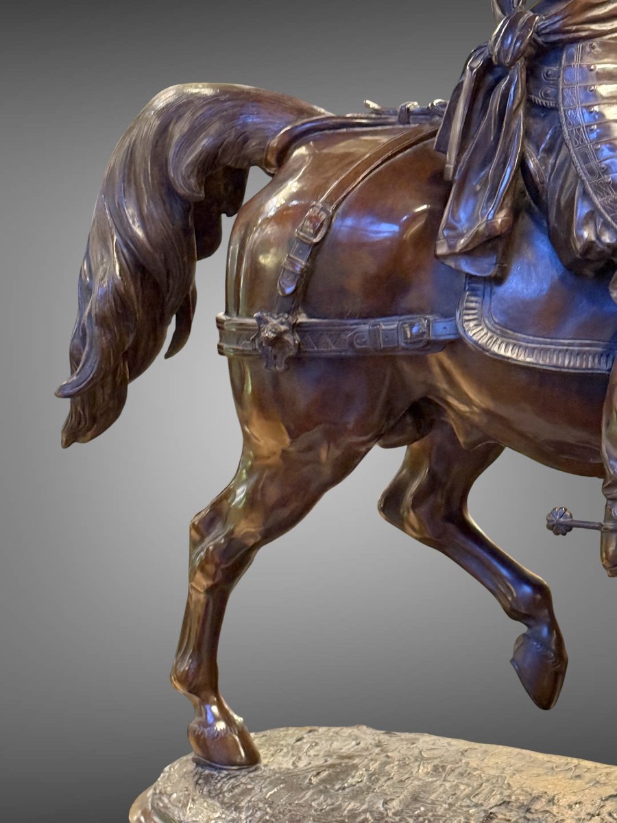 GRANDE STATUE EQUESTRE EN BRONZE DE GUILLAUME 1er  / SIGNÉE A.E COMTE NIEUWERKERKE 1848 -photo-3