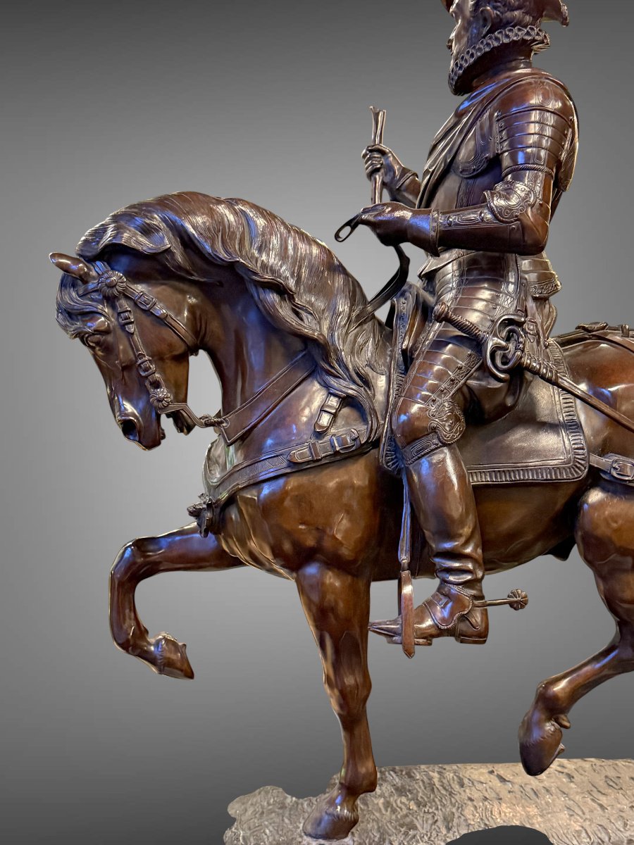 GRANDE STATUE EQUESTRE EN BRONZE DE GUILLAUME 1er  / SIGNÉE A.E COMTE NIEUWERKERKE 1848 -photo-7