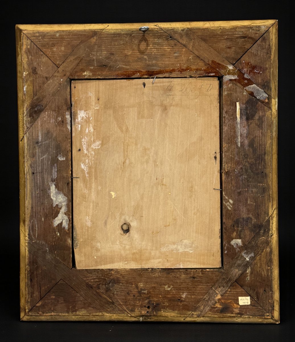 Painting / Boxwood Sculpture Depicting A Shepherd And His Goat / Framed-photo-1