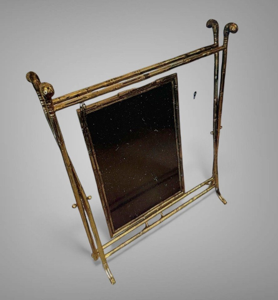 1970s Rings House / Folding Serving Table In Gilt Brass With Bamboo Decoration-photo-8