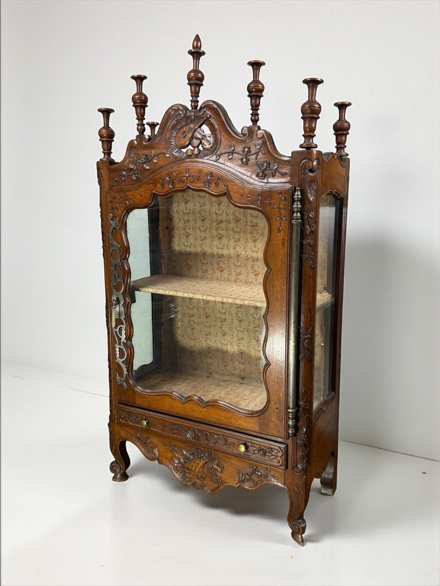 PETITE VITRINE PROVENÇALE DU XVIe EN NOYER DE STYLE LOUIS XV-photo-4