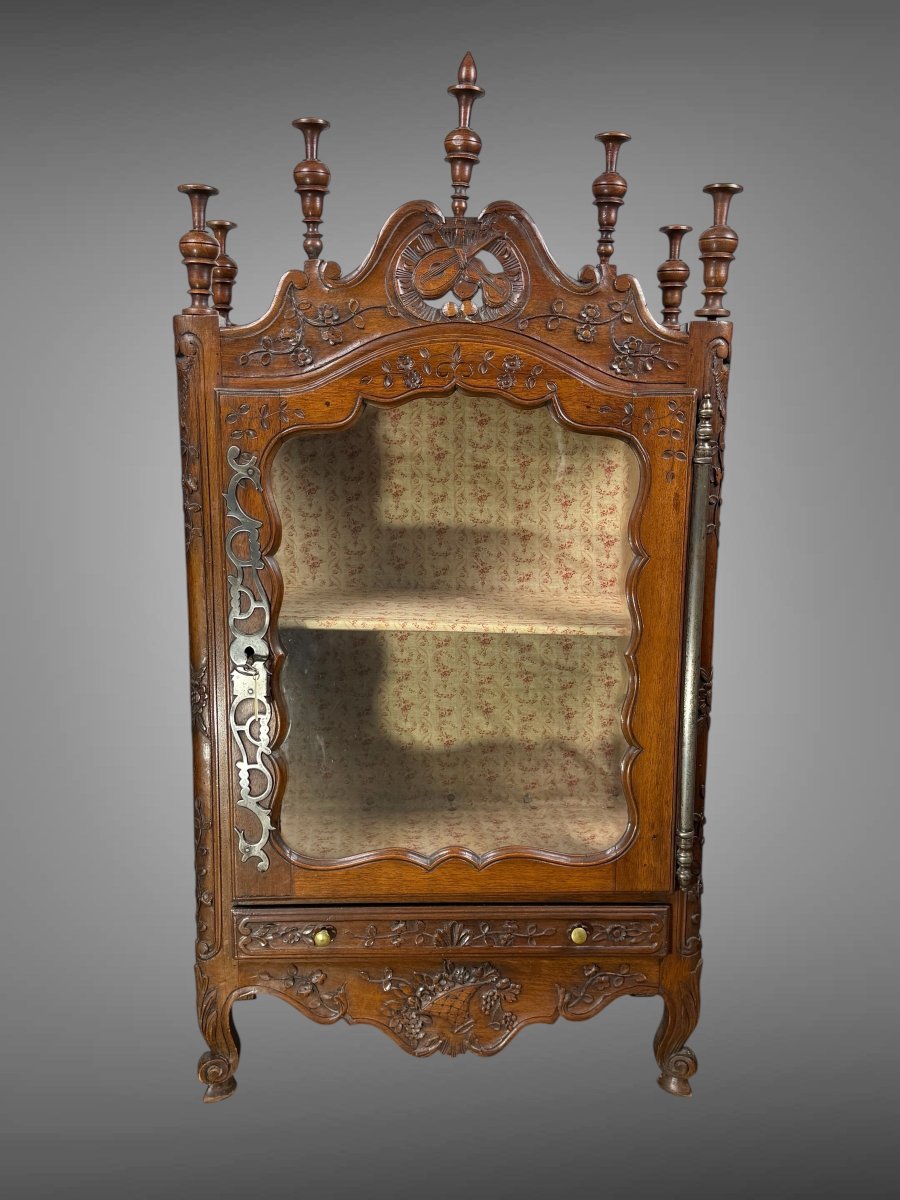 PETITE VITRINE PROVENÇALE DU XVIe EN NOYER DE STYLE LOUIS XV-photo-8