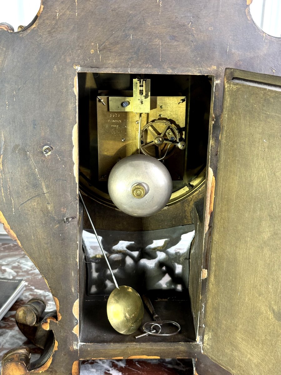 Louis XV Style Gilt Wood Clock And Console "planchon Movement"-photo-3