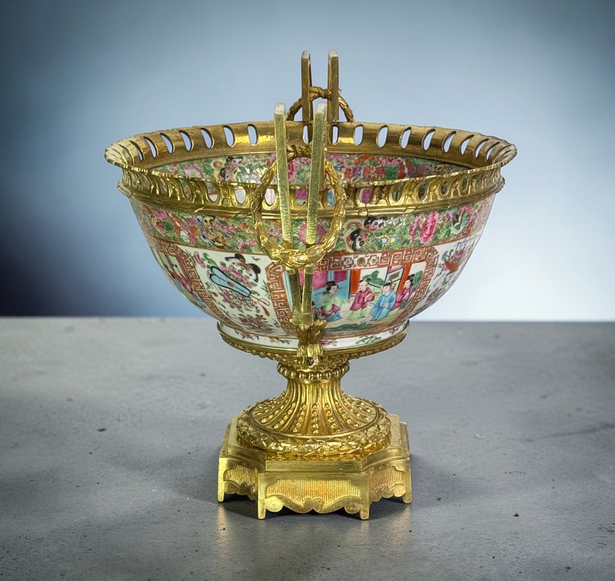 China / Canton Porcelain Cup With Gilt Bronze Mill Circa 1880-photo-6