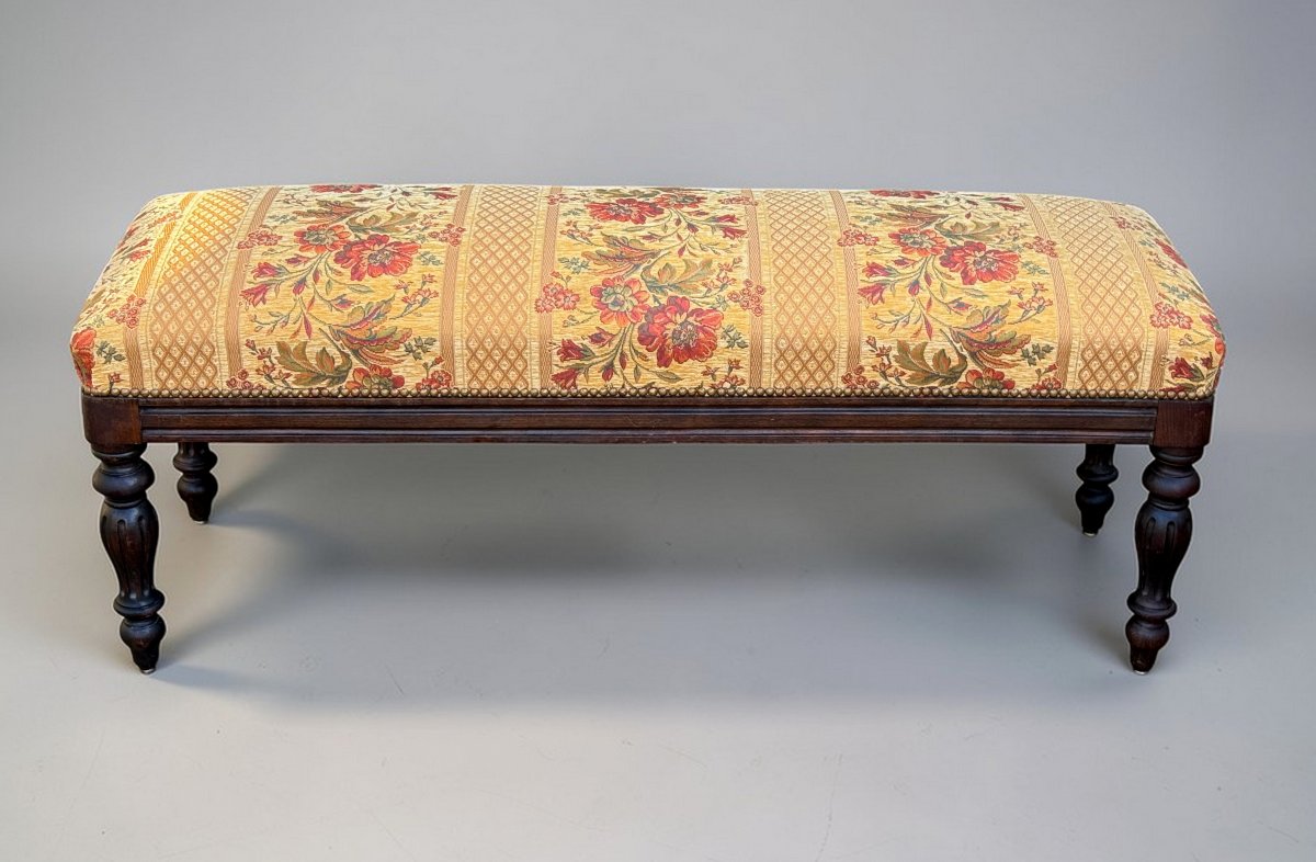 Napoleon III Period Oak And Well-upholstered Office Bench/bench-photo-3