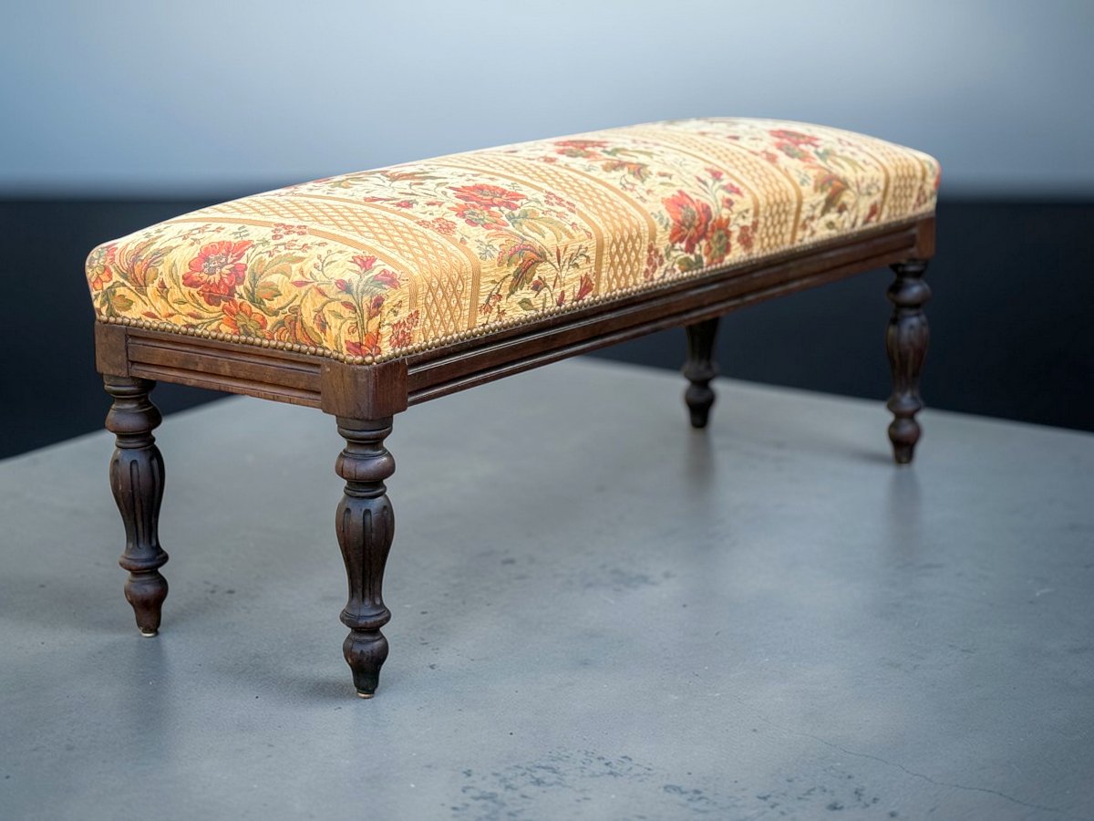 Napoleon III Period Oak And Well-upholstered Office Bench/bench-photo-2