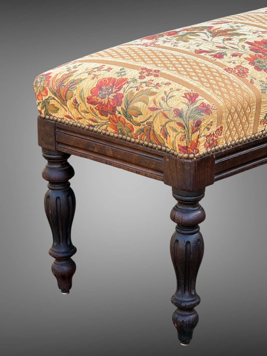 Napoleon III Period Oak And Well-upholstered Office Bench/bench-photo-4