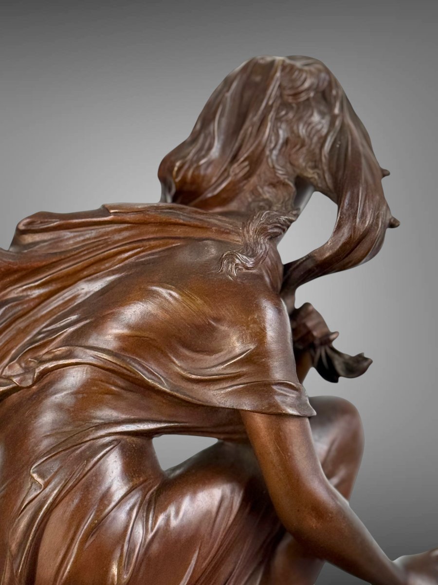 SCULPTURE EN BRONZE SIGNÉ DE ÉMILE LAURENT 1832 / 1898 REPRÉSENTANT UNE FEMME-photo-7