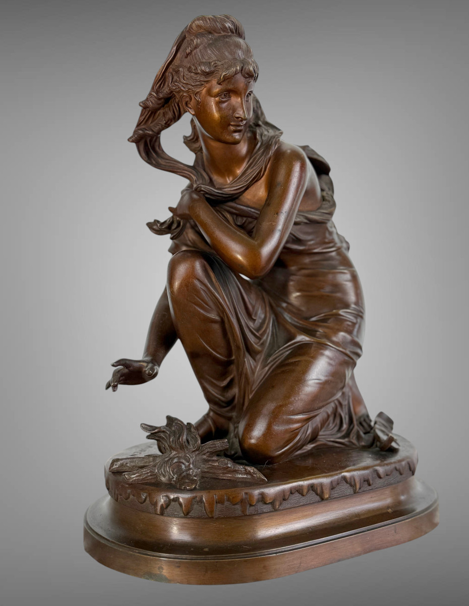 SCULPTURE EN BRONZE SIGNÉ DE ÉMILE LAURENT 1832 / 1898 REPRÉSENTANT UNE FEMME