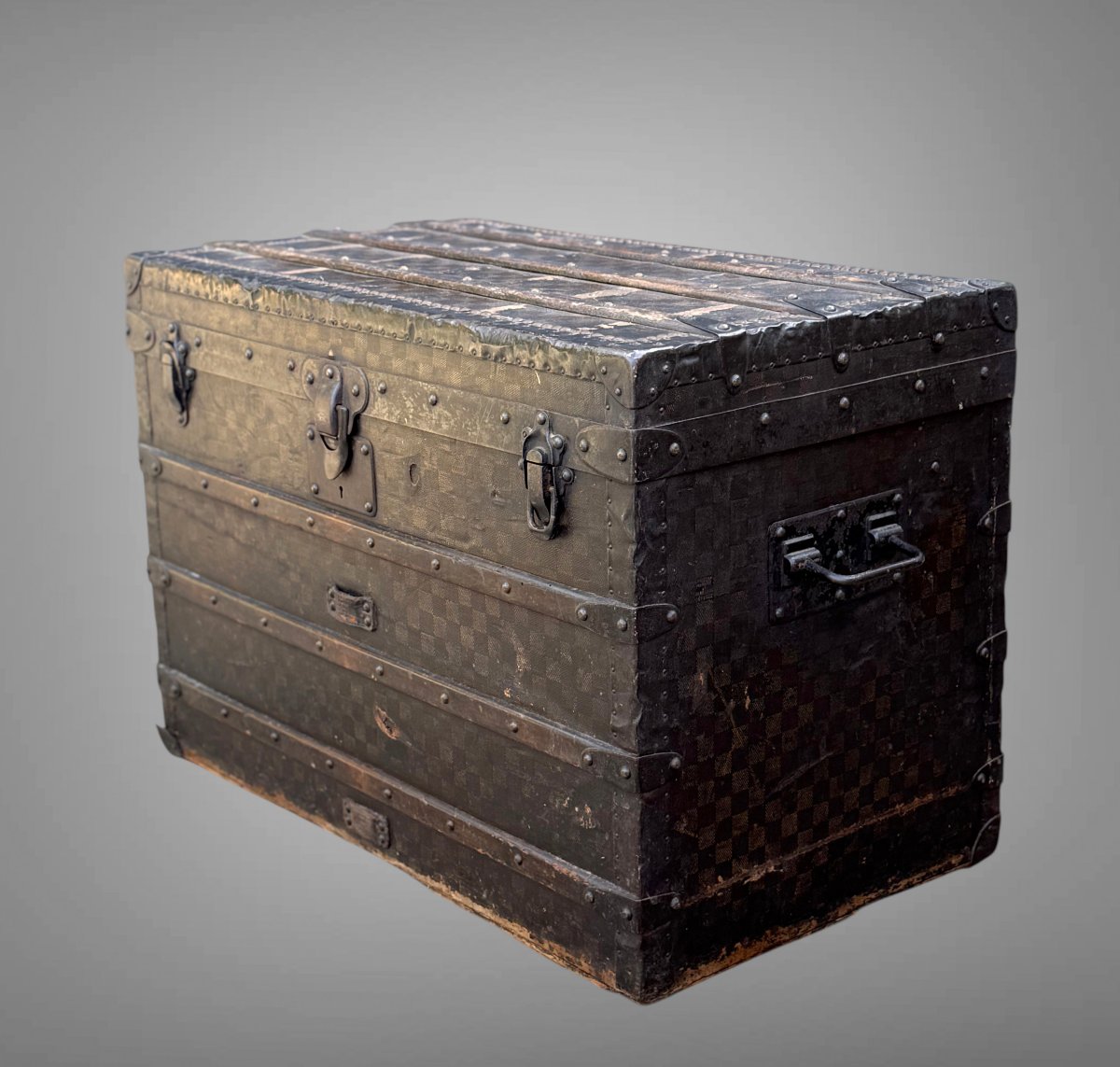Louis Vuitton Travel Trunk, Late 19th Century, Mounted On Wheels-photo-3