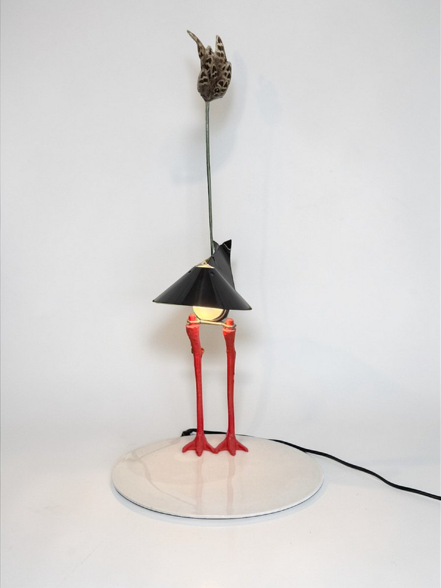 LAMPE DE INGO MAURER 1982 MODELE BIbibibi EDITION LIMITÉE EN METAL / PORCELAINE-photo-3