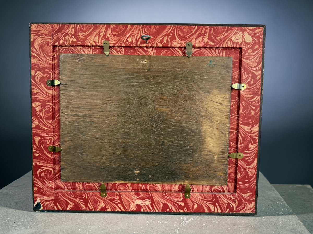 Signed And Framed Oil On Panel Depicting A Still Life With A Ladybug-photo-5