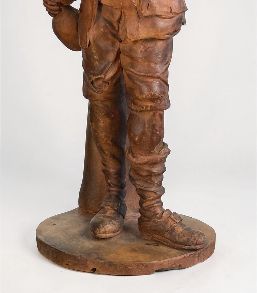 Pair Of 18th Century Terracotta Figures Signed "holain 1761" French School -photo-3
