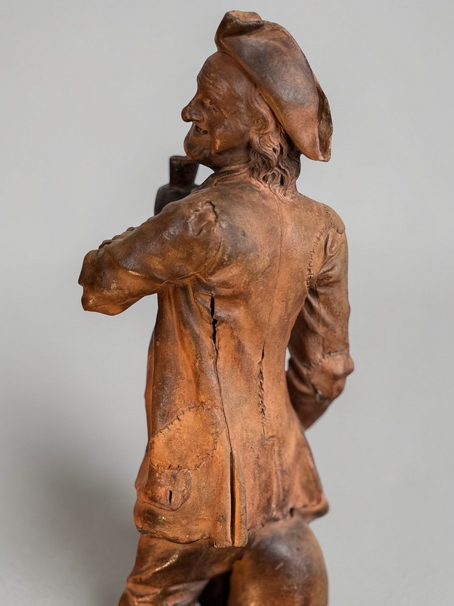 Pair Of 18th Century Terracotta Figures Signed "holain 1761" French School -photo-6