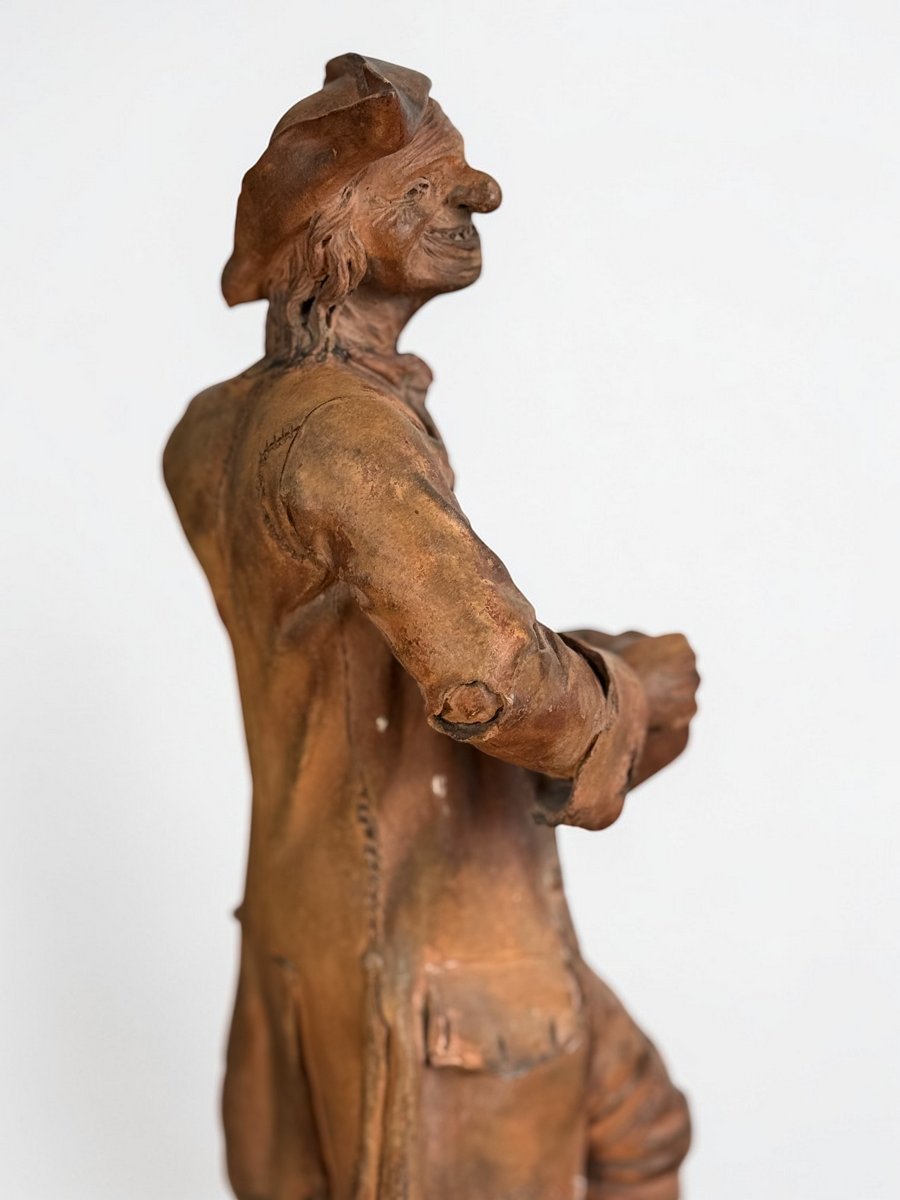 Pair Of 18th Century Terracotta Figures Signed "holain 1761" French School -photo-7