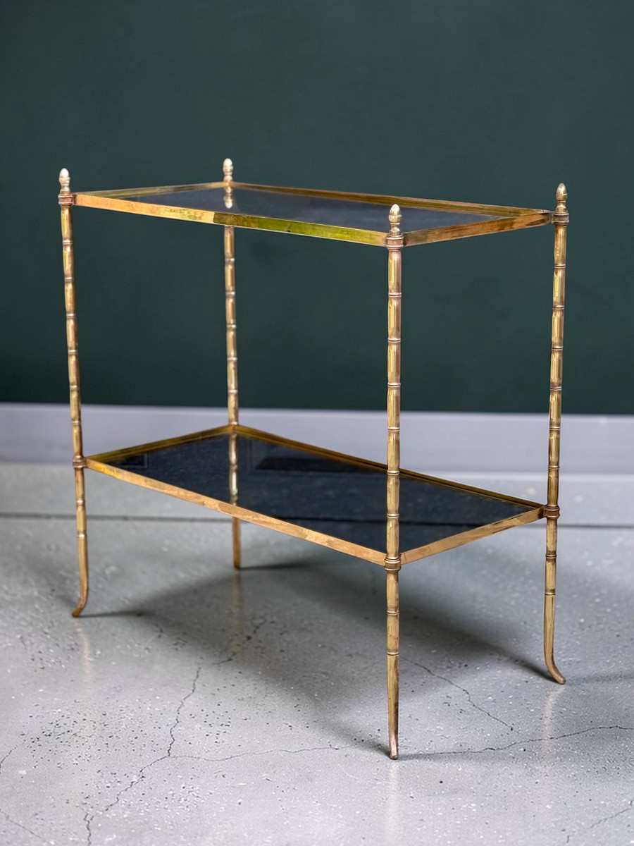 Table / Side Table / From The 1970s By Maison Bagues En Bronze Et Verre