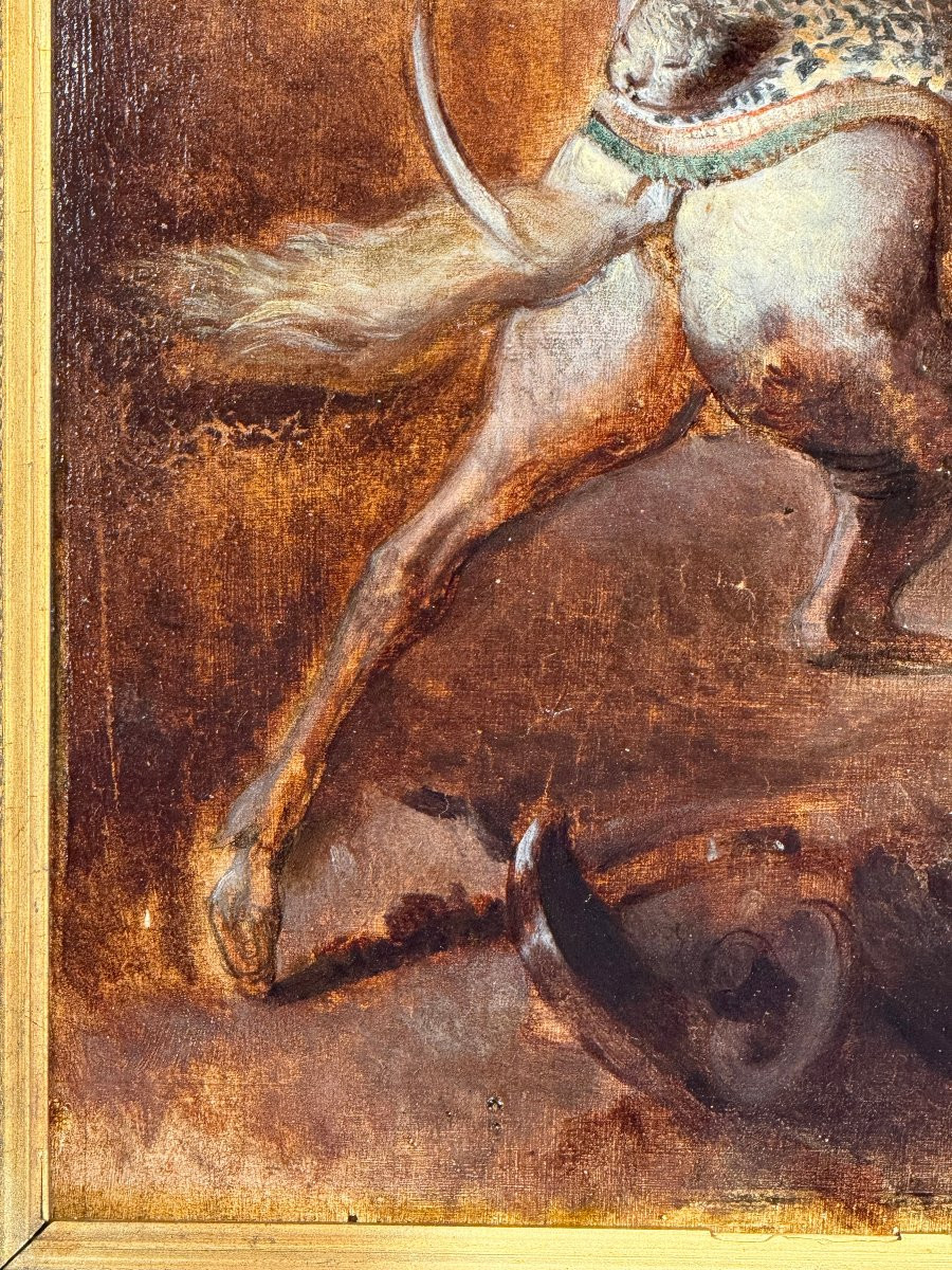 Painting / Oil On Panel From The 19th Century Depicting A Napoleonic Rider-photo-3