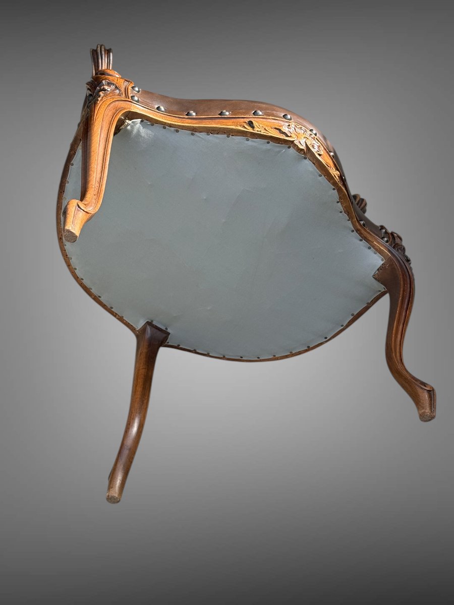 Walnut Office Chair With Gondola Back, Louis XV Style, 1900s-photo-1