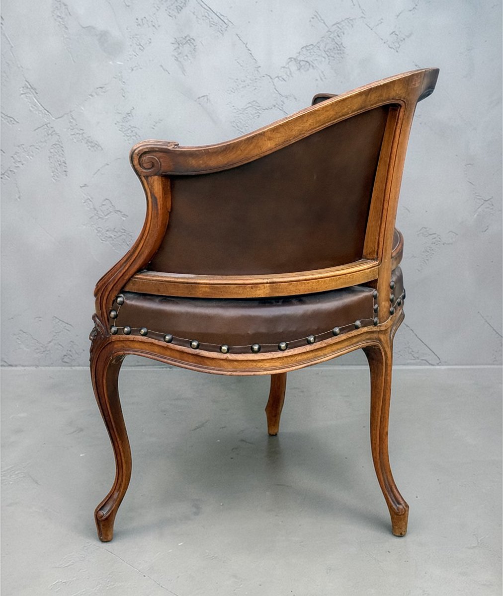 Walnut Office Chair With Gondola Back, Louis XV Style, 1900s-photo-4