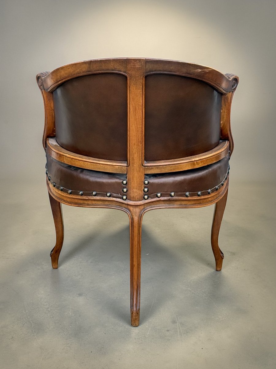 Walnut Office Chair With Gondola Back, Louis XV Style, 1900s-photo-5