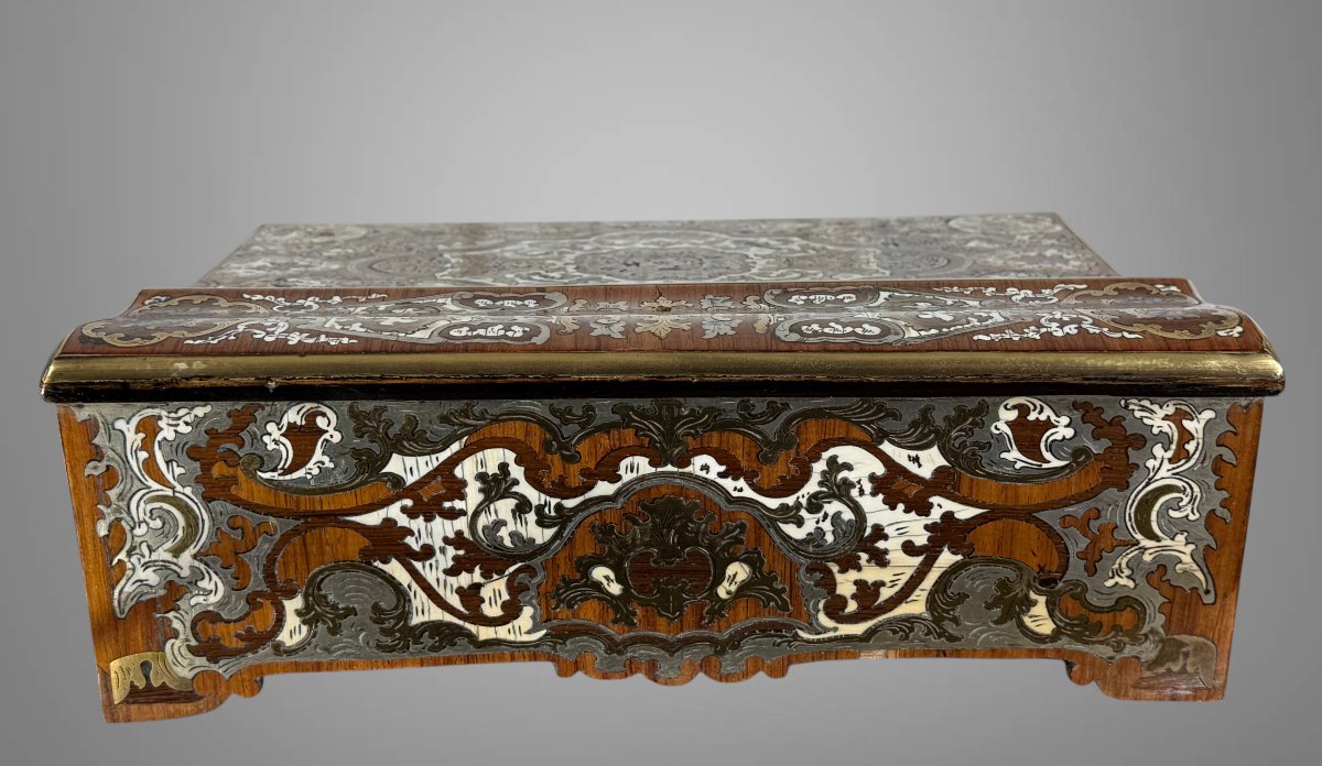 Marquetry Writing Desk With 2 Inkwells Napoleon III Period-photo-4