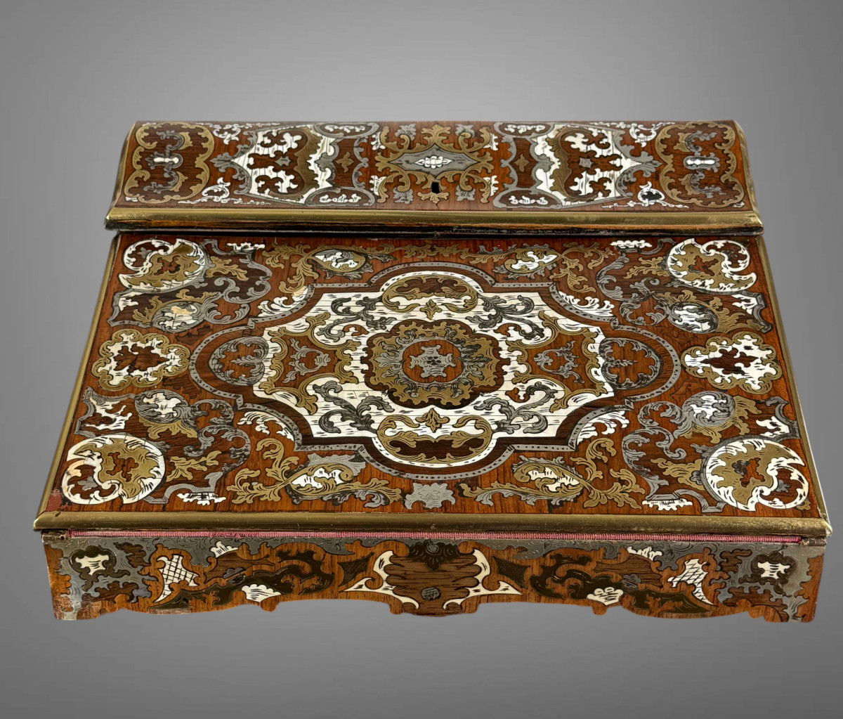 Marquetry Writing Desk With 2 Inkwells Napoleon III Period