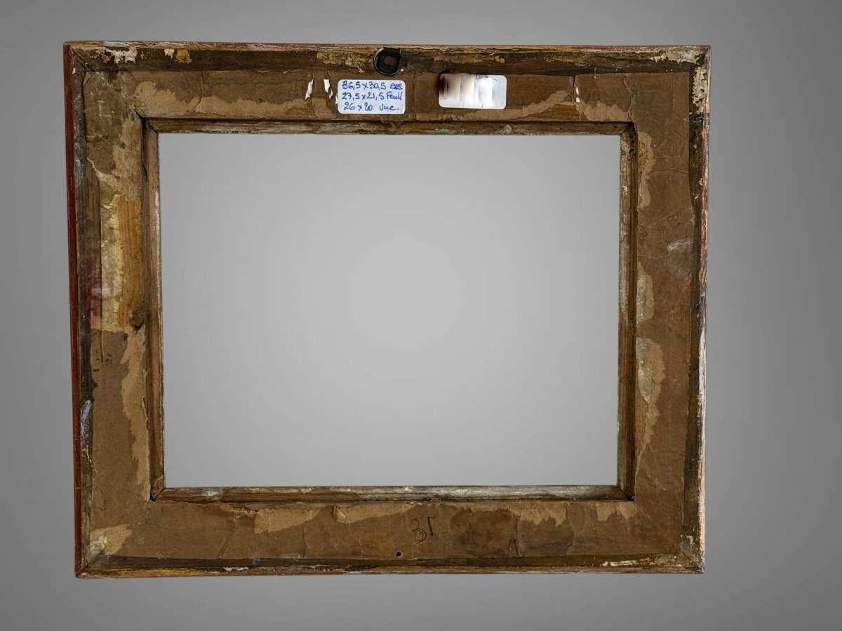19th Century Epoque Frame In Gilded Wood /stuc For Painting 27.5 Cm X 21.5 Cm-photo-5