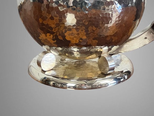 JEAN DEPRÉS ( 1889-1980 ) / SERVICE A THÉ ET CAFÉ EN MÉTAL ARGENTÉ MARTELÉ SIGNÉ-photo-5