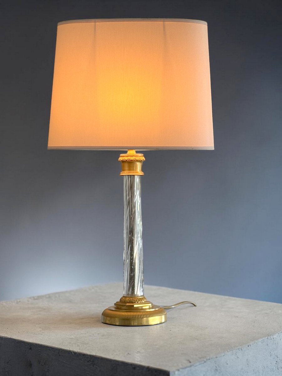 Gilt Bronze And Tallé Crystal Lamp Base From The 70s-photo-2