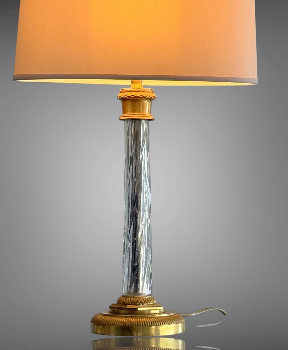 Gilt Bronze And Tallé Crystal Lamp Base From The 70s-photo-2